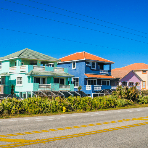 blue houses